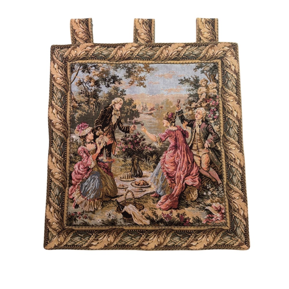 Vintage Intercontinental West Germany Woven Tapestry Garden Party Picnic 20x20